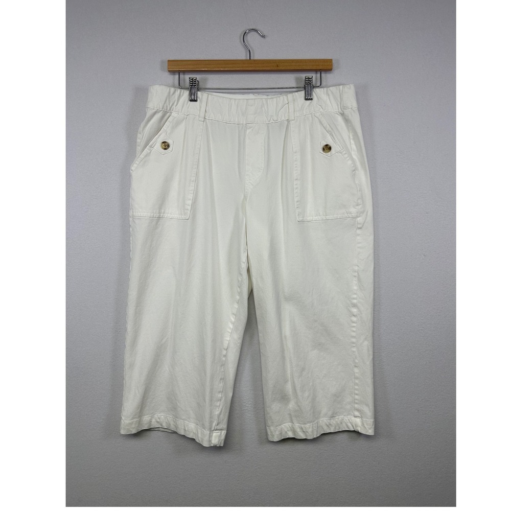 Coastal Minimalist AnyBody Womens LP White Wide Leg Crop Utility Pocket Pants